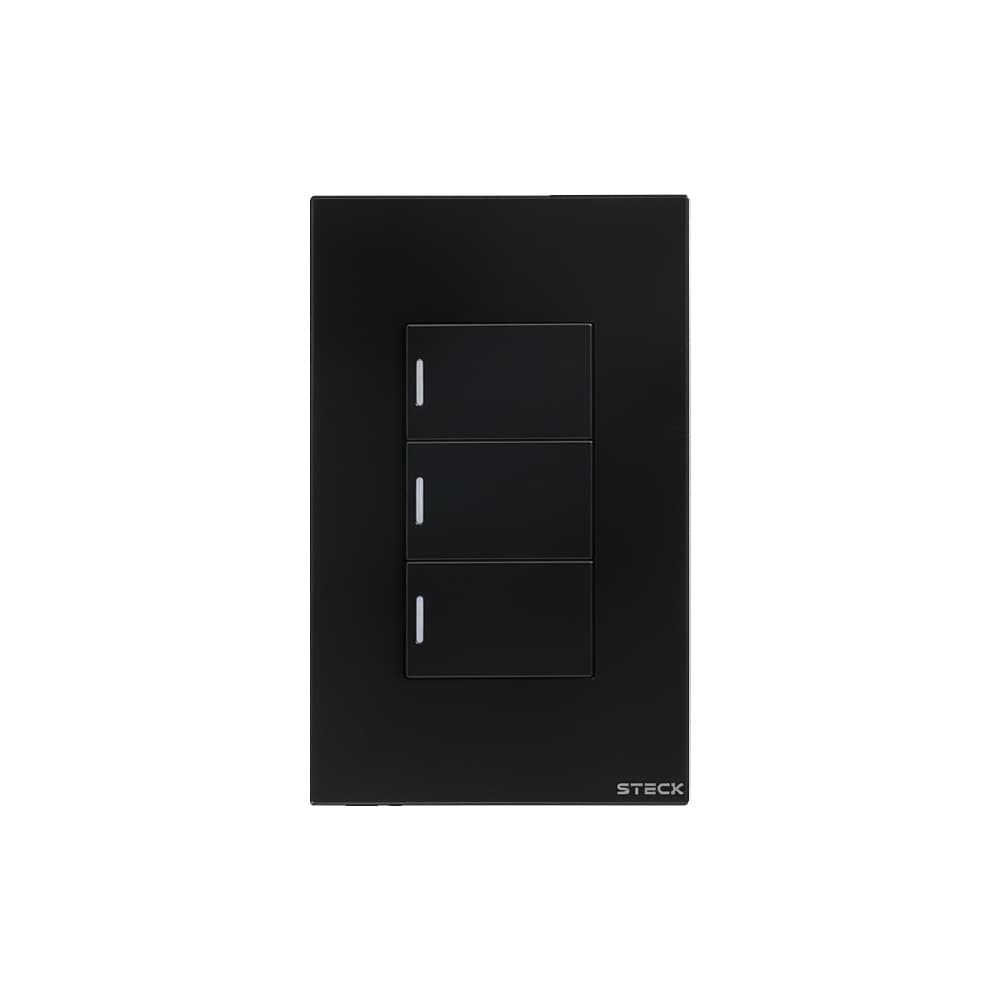 Interruptor Mecânico Steck Ambiente Conectado 4X2" 3 Módulos Zigbee Preto