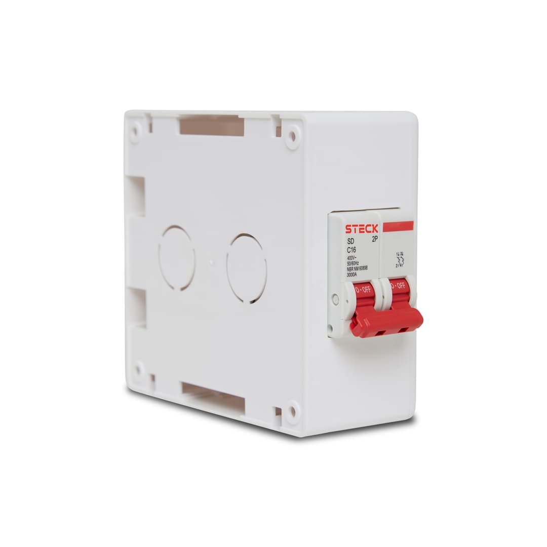 Caixa Sob Pratika Box C/Tom 2P+T 20A C/Disj 2P 16A Steck Spr2016B