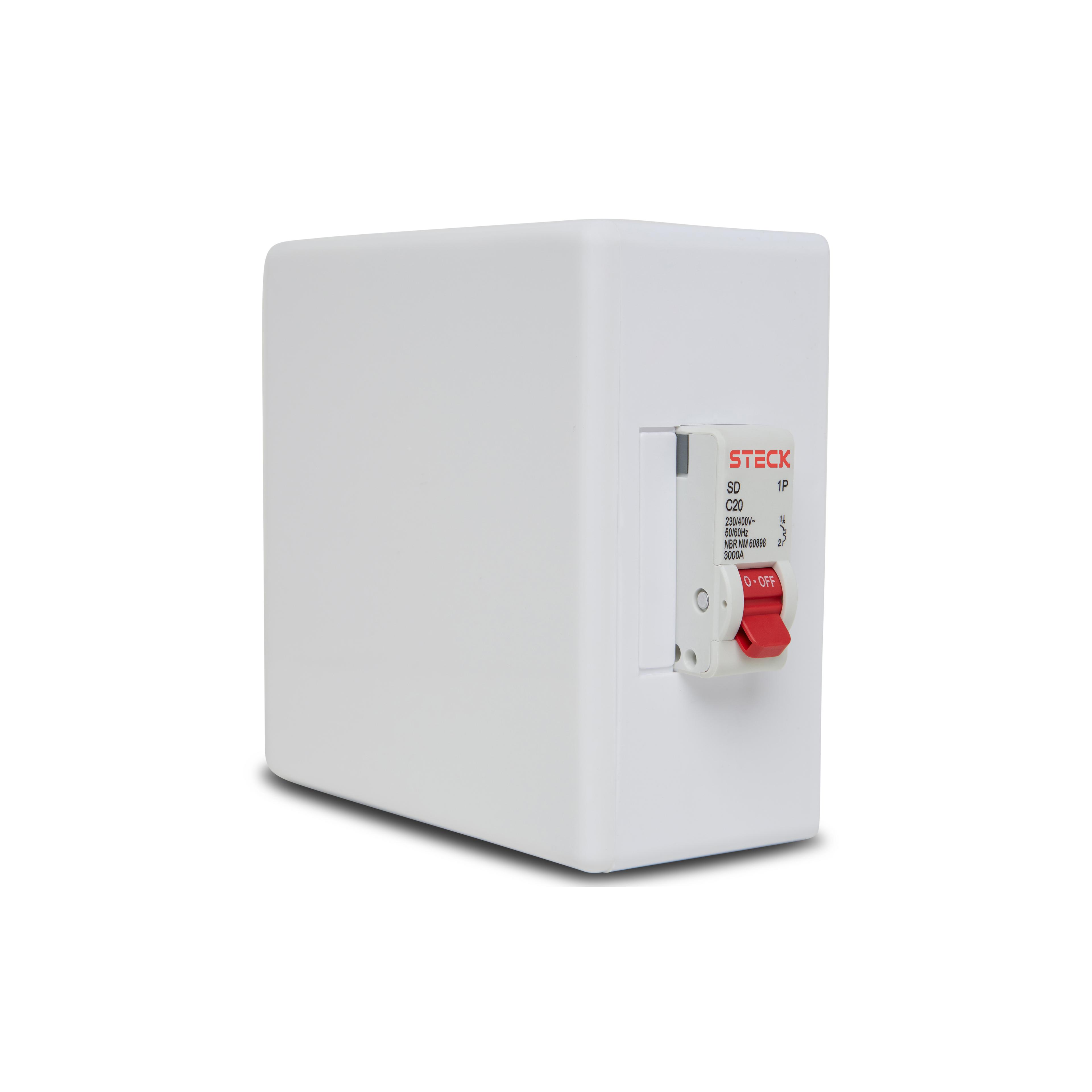 Caixa Sob Pratika Box C/Tom 2P+T 20A C/Disj 1P 20A Steck Spr2020M